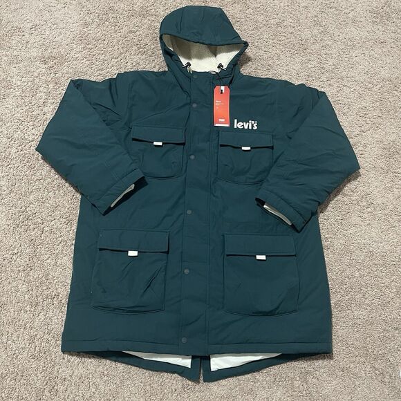 Levis Jacket Mens XL Pine Green Eastport Utility Thermore Hooded A35620001 - Picture 1 of 16